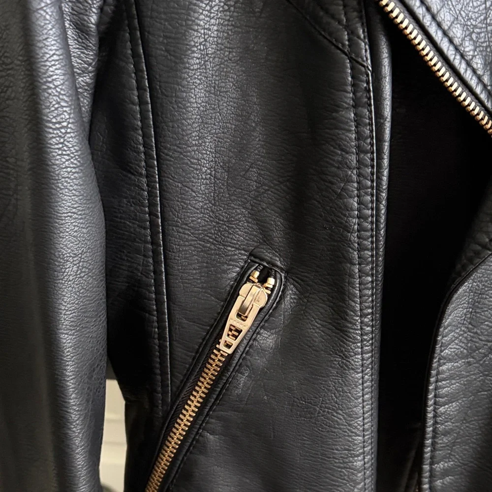 Blank NYC Black Faux Leather Jacket with Gold Accents - Picture 4 of 4